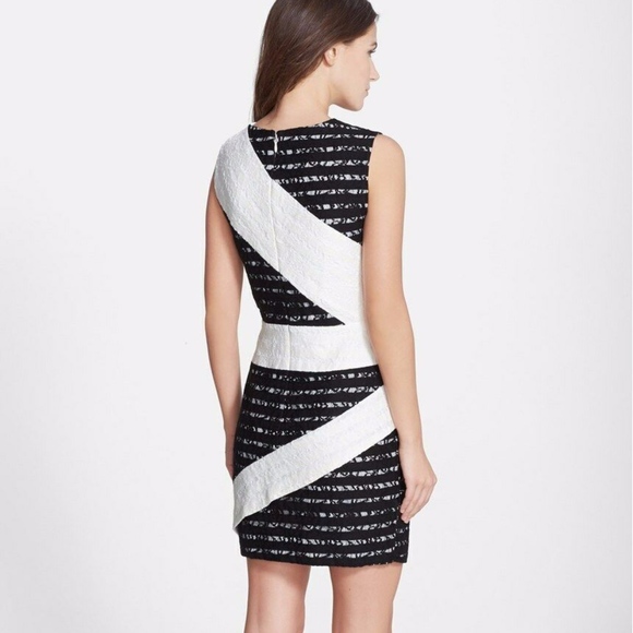 NWT $338 BCBGMAXAZRIA 'Dalia' Stripe Lace Sheath Dress OfWhiteBlack‎ [SZ 6 ] - Picture 5 of 5